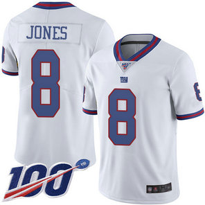 Giants #8 Daniel Jones White Men's Stitched Football Limited Rush