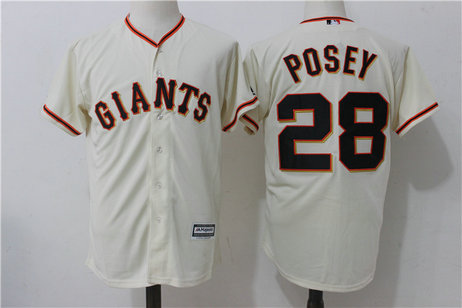 Giants 28 Buster Posey Cream Alternate Cool Base Jersey