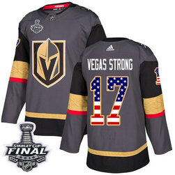 Golden Knights #17 Vegas Strong Grey Home Authentic USA Flag 2018 Stanley Cup Final Stitched NHL Adidas Jersey