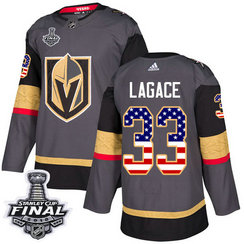 Golden Knights #33 Maxime Lagace Grey Home Authentic USA Flag 2018 Stanley Cup Final Stitched NHL Adidas Jersey
