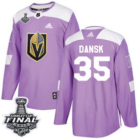 Golden Knights #35 Oscar Dansk Purple Authentic Fights Cancer 2018 Stanley Cup Final Stitched NHL Adidas Jersey