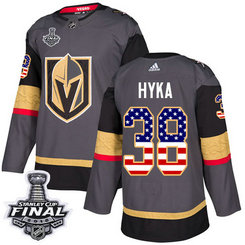 Golden Knights #38 Tomas Hyka Grey Home Authentic USA Flag 2018 Stanley Cup Final Stitched NHL Adidas Jersey