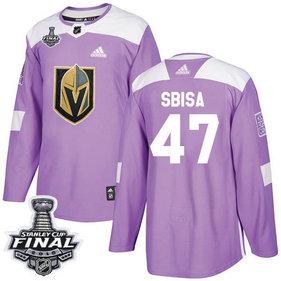 Golden Knights #47 Luca Sbisa Purple Authentic Fights Cancer 2018 Stanley Cup Final Stitched NHL Adidas Jersey