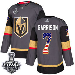 Golden Knights #7 Jason Garrison Grey Home Authentic USA Flag 2018 Stanley Cup Final Stitched NHL Adidas Jersey