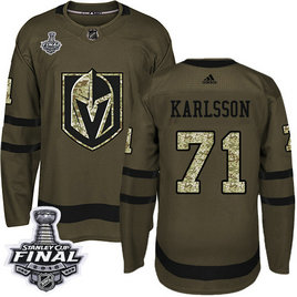 Golden Knights #71 William Karlsson Green Salute To Service 2018 Stanley Cup Final Stitched NHL Adidas Jersey