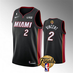Heat 2 Gabe Vincent Black Nike 2023 NBA Finals NO.6 Patch Swingman Jersey