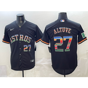 Houston Astros 27 Altuve Black Rainbow Cool Base Men Jersey