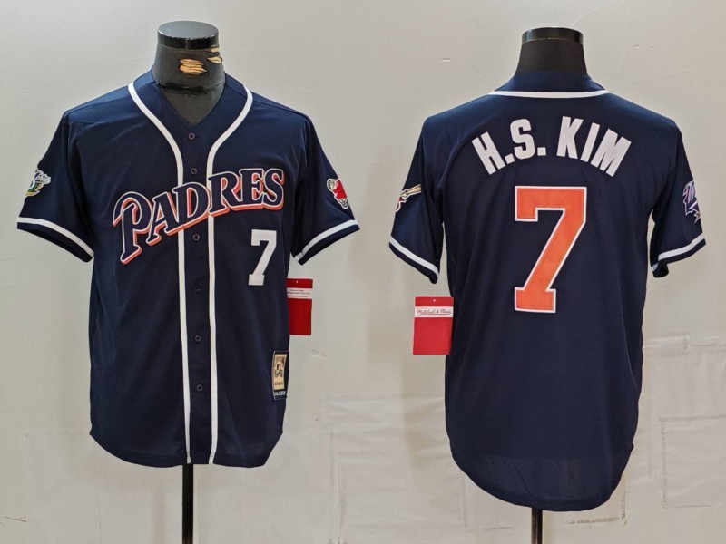 MLB Padres 7 Kim Navy Nike Cool Base Men Jersey