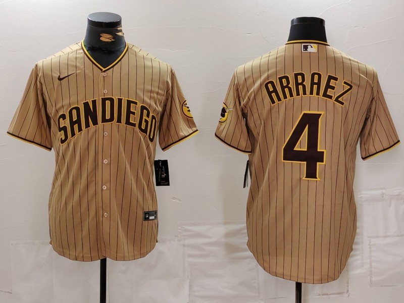 MLB Padres 4 Arraez Brown Nike Cool Base Men Jersey