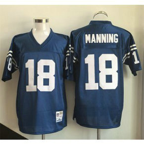 Indianapolis Colts 18 Peyton Manning Blue Throwback Men Jersey
