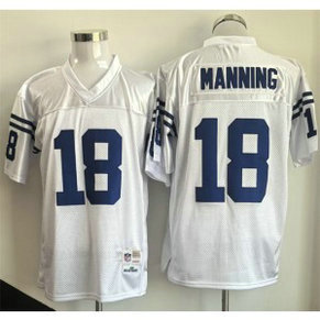 Indianapolis Colts 18 Peyton Manning White Throwback Men Jersey