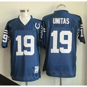 Indianapolis Colts 19 Johnny Unitas Blue Throwback Men Jersey