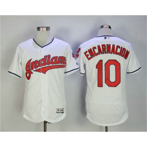Indians 10 Edwin Encarnacion White Flexbase Men Jersey