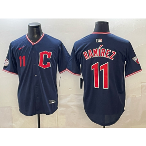 Indians 11 Jose Ramirez Navy Cool Base Men Jersey