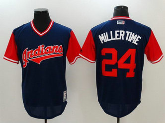 Indians 24 Andrew Miller Miller Time Majestic Navy 2017 Players Weekend Nickname Jersey