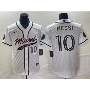 Inter Milan 10 Messi White Baseball Soccer Men Jersey