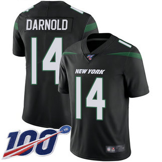 Jets #14 Sam Darnold Black Alternate Men's Stitched Football 100th