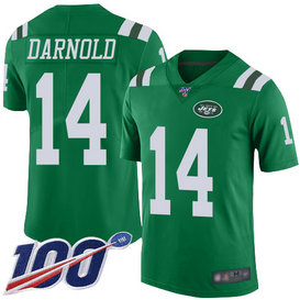Jets #14 Sam Darnold Green Men's Stitched Football Limited Rush