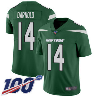 Jets #14 Sam Darnold Green Team Color Men's Stitched Football 100th