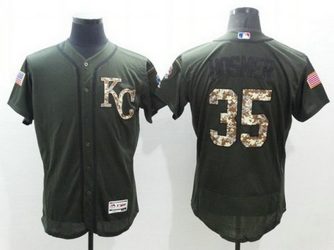 Kansas City Royals #35 Eric Hosmer Green Salute To Service 2016 Flexbase Majestic Baseball Jersey