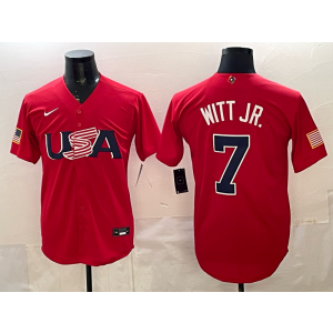 Kansas City Royals 7 Bobby Witt Jr. Red World Cup Cool Base Men Jersey