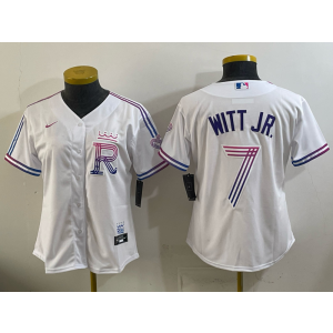 Kansas City Royals 7 Witt JR White 2026 City Connect Cool Base Women Jersey Kansas City Royals 7 Witt JR White 2026 City Connect Cool Base Women Jersey
