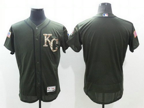 Kansas City Royals Blank Green Salute To Service 2016 Flexbase Majestic Baseball Jersey