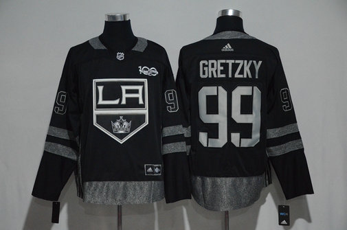 Kings 99 Wayne Gretzky Black 1917-2017 100th Anniversary Adidas Jersey