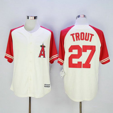LA Angels Of Anaheim #27 Mike Trout Cream Exclusive 2015 MLB Cool Base Jersey