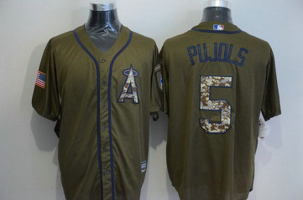 LA Angels Of Anaheim #5 Albert Pujols Green Salute To Service Majestic Baseball Jersey