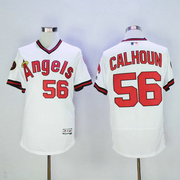 LA Angels Of Anaheim #56 Kole Calhoun White Pullover 2016 Flexbase Majestic Baseball Jersey