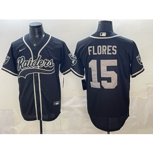 Las Vegas Raiders 15 Flores Black Baseball Vapor Limited Men Jersey