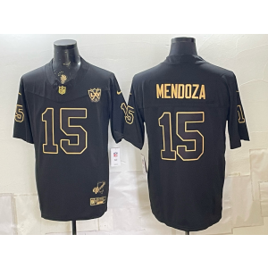 Las Vegas Raiders 15 Mendoza Black Gold F.U.S.E. Vapor Limited Men Jersey with 65th Patch