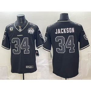 Las Vegas Raiders 34 Jackson Black Vapor Limited Men Jersey with C Patch and 60th Pacth Las Vegas Raiders 34 Jackson Black Vapor Limited Men Jersey with C Patch and 60th Pacth