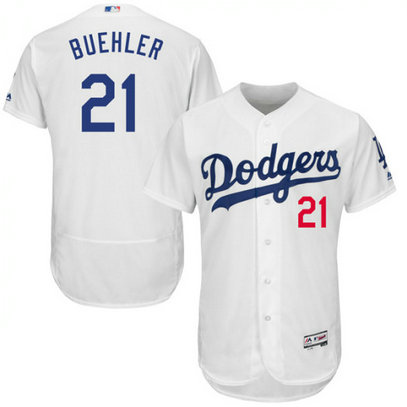 Los Angeles Dodgers #21 Walker Buehler Player Men's White Flex Base Home Collection Jersey