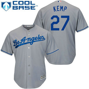 Los Angeles Dodgers #27 Matt Kemp Grey Men's New Cool Base Stitched Baseball Jersey