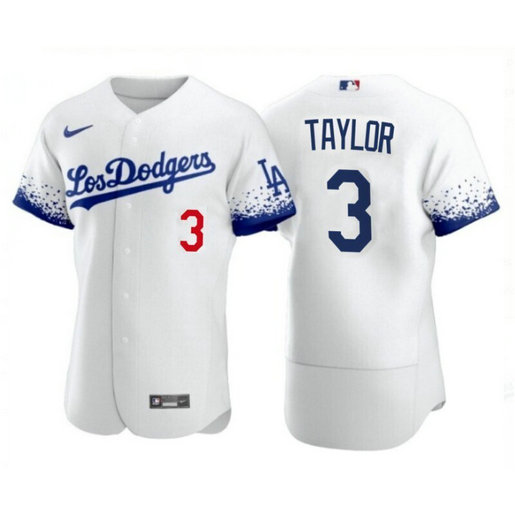 Los Angeles Dodgers #3 Chris Taylor 2021 City Connect White Jersey