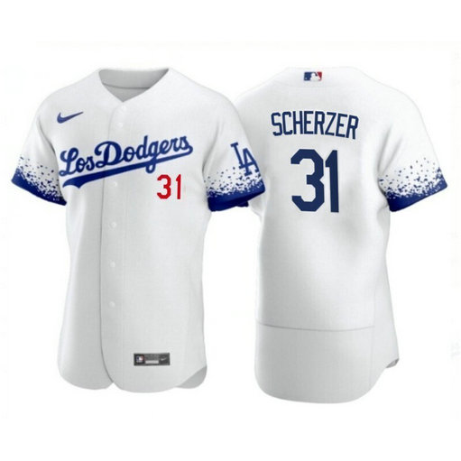 Los Angeles Dodgers #31 Max Scherzer 2021 City Connect White Jersey