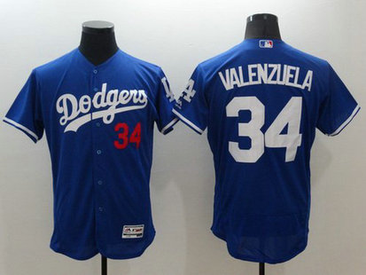 Los Angeles Dodgers #34 Fernando Valenzuela Retired Blue 2016 Flexbase Majestic Baseball Jersey
