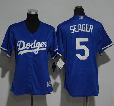 Los Angeles Dodgers #5 Corey Seager Blue Alternate Women's Stitched MLB Jersey
