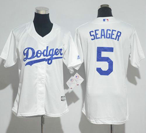 Los Angeles Dodgers #5 Corey Seager White Home Women's Stitched MLB Jersey