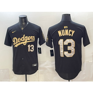 Los Angeles Dodgers 13 Muncy Black Gold Cool Base Men Jersey