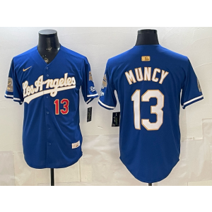 Los Angeles Dodgers 13 Muncy Blue Gold Champion Cool Base Men Jersey