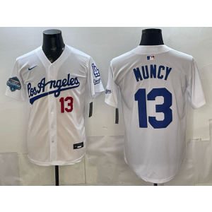 Los Angeles Dodgers 13 Muncy White Champion Alternate Stadium Cool Base Men Jersey