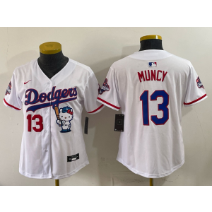 Los Angeles Dodgers 13 Muncy White Hello Kitty Cool Base Women Jersey Los Angeles Dodgers 13 Muncy White Hello Kitty Cool Base Women Jersey