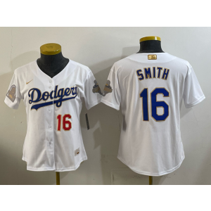 Los Angeles Dodgers 16 Smith 2026 White Gold Champion Cool Base Youth Jersey