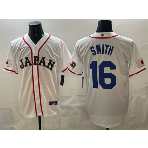 Los Angeles Dodgers 16 Smith White World Cup Cool Base Men Jersey