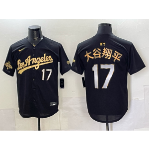 Los Angeles Dodgers 17 大谷翔平 Black Gold Champion Cool Base Men Jersey Los Angeles Dodgers 17 大谷翔平 Black Gold Champion Cool Base Men Jersey