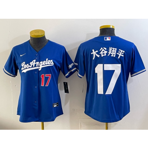 Los Angeles Dodgers 17 大谷翔平 Blue Alternate Stadium Cool Base Women Jersey