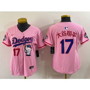 Los Angeles Dodgers 17 大谷翔平 Pink Hello Kitty Cool Base Women Jersey Los Angeles Dodgers 17 大谷翔平 Pink Hello Kitty Cool Base Women Jersey